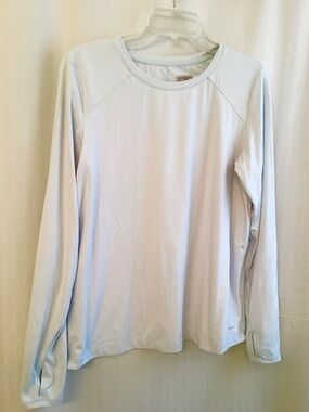 MONDETTA.. Long sleeve active wear top, thumb holes, lt. blue,  Earth friendly🌎